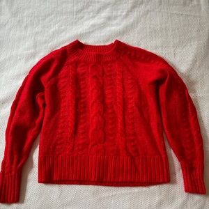 LOFT Vibrant Red Cable Knit Sweater